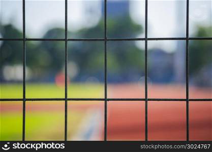 close up wire fence of football field