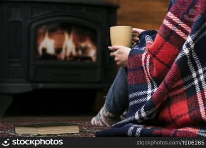 close up woman covered blanket. High resolution photo. close up woman covered blanket. High quality photo