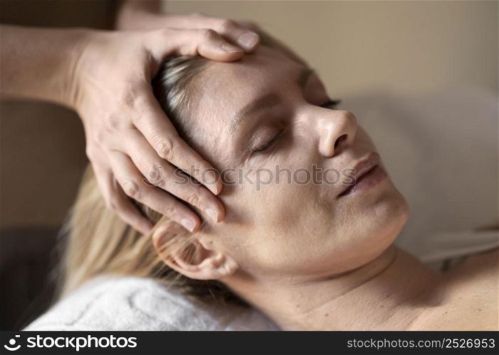close up woman experiencing therapy