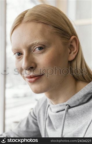 close up woman indoors