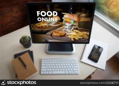Close up woman ordering food online by internet Concept order food