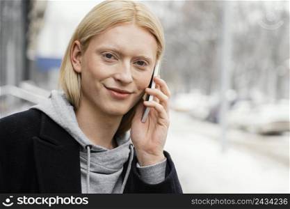 close up woman talking phone 3