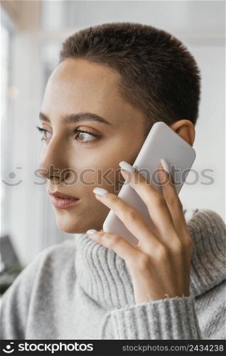 close up woman talking phone 5