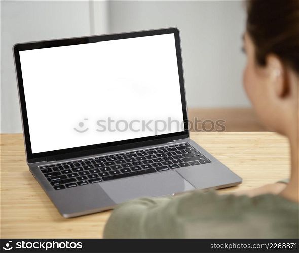 close up woman using laptop