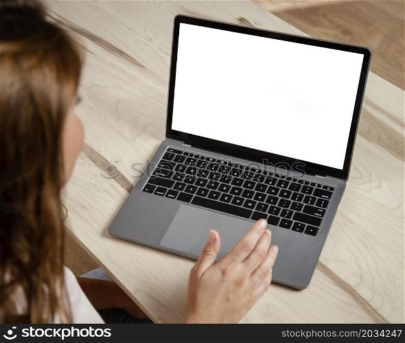 close up woman with laptop
