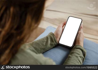 close up woman with phone