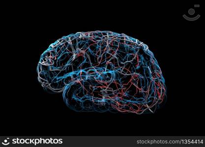 Close up X-ray Brain Concept on black background. 3D Render.
