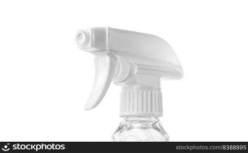 Close view of a plastic spray bottle&rsquo;s head for dispersion isolated on a white background. With clipping path