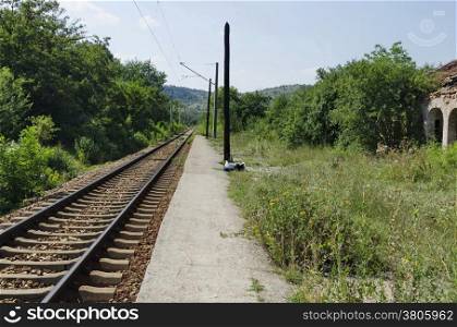 Close view of railway track in the natural scenery