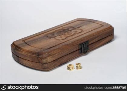 Closed Backgammon Board and Dice