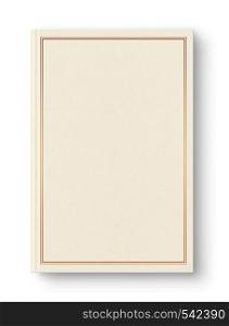 Closed beige blank book mockup with frame, isolated on white. Closed beige blank book with frame isolated on white