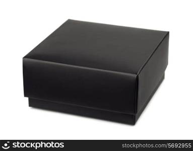 Closed black gift box isolated on white
