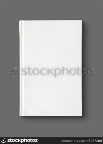 Closed blank dictionary, book mockup, isolated on grey. Top view. Closed blank dictionary, book isolated on grey