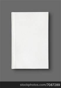 Closed blank dictionary, book mockup, isolated on grey. Top view. Closed blank dictionary, book isolated on grey