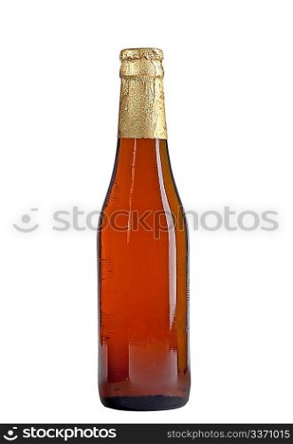 Closed bottle of beer isolated on white