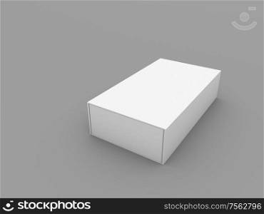 Closed box mock up on gray background. 3d render illustration.. Closed box mock up on gray background.