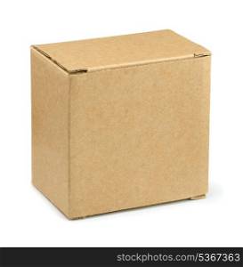 Closed brown cardboard box isolated on white