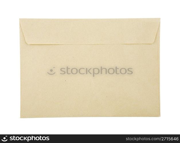 Closed brown envelope isolated over white background