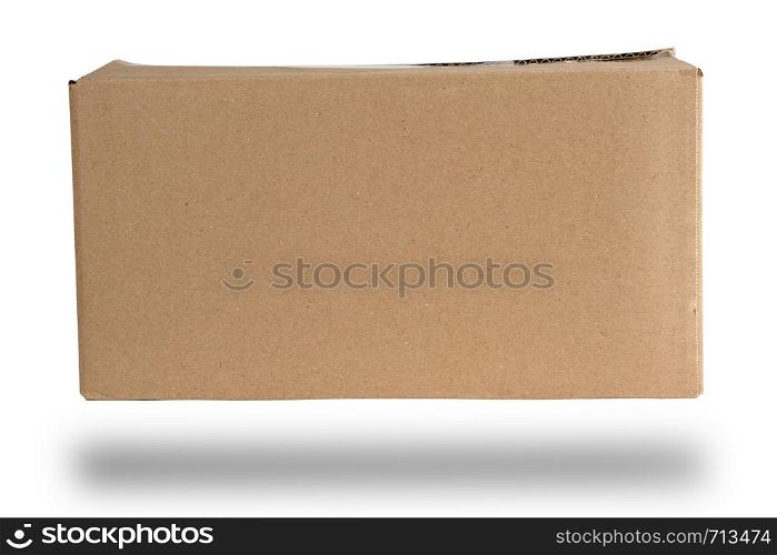 closed brown rectangular box of cardboard on a white background, packaging for goods