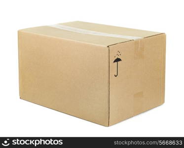 Closed cardboard box isolated on white