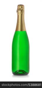 Closed champagne bottle without lable isolated on white