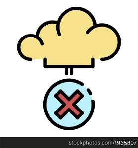 Closed cloud service icon. Outline closed cloud service vector icon color flat isolated. Closed cloud service icon color outline vector