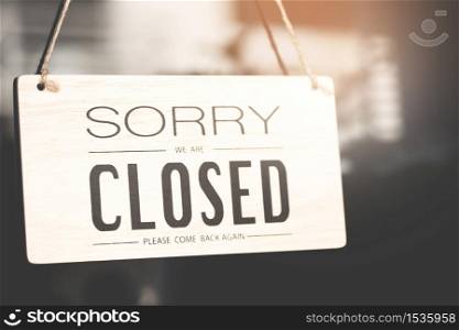 Closed coffee shop caused by a lockdown to prevent the corona virus