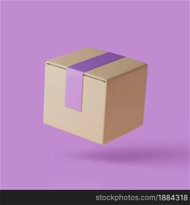 Closed delivery box 3d render illustartion. Isolated object with soft shadows.. Closed delivery box 3d render illustartion. Isolated object