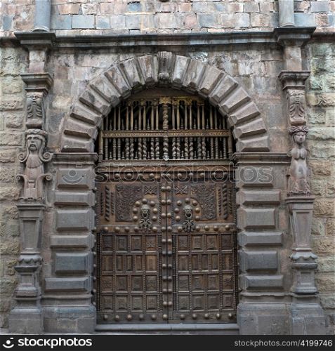 Closed door of a building, Sacred Valley, Cusco Region, Peru