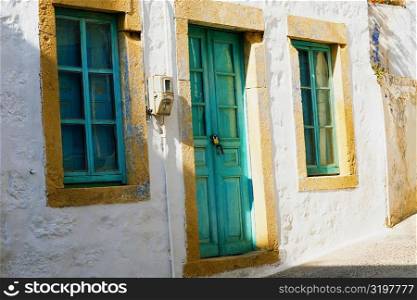 Closed door of a house, Patmos, Dodecanese Islands, Greece