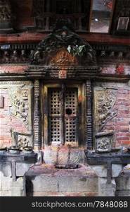 Closed door of temple Changu Narayan in Bhaktapur, Nepal