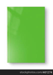 Closed green blank book mockup, isolated on white. Closed green blank book isolated on white