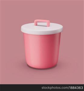 Closed plastic bin or trachcan. Simple 3d render illustration on pastel background. Isolated object with soft shadows. Closed plastic bin or trachcan. Simple 3d render illustration on pastel background.