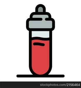 Closed test tube icon. Outline closed test tube vector icon color flat isolated. Closed test tube icon color outline vector