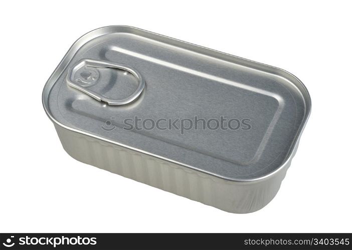 closed tin can isolated on white background