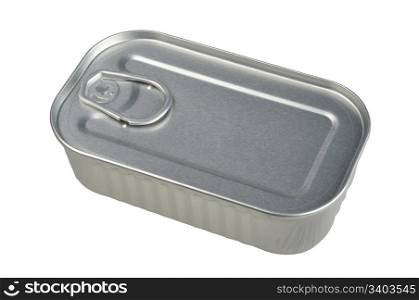 closed tin can isolated on white background