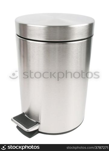 closed trash can isolated on white background