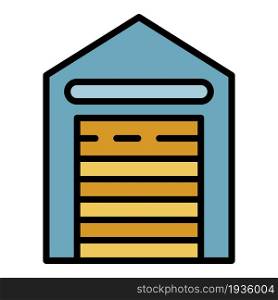 Closed warehouse icon. Outline closed warehouse vector icon color flat isolated. Closed warehouse icon color outline vector