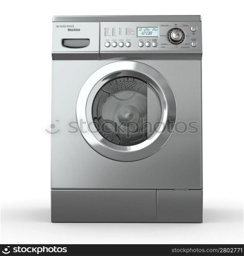 Closed washing machine on white background. 3d
