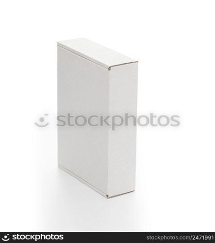Closed white blank carton box isolated on white background with clipping path