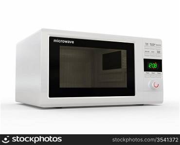 Closed white microwave on white background. 3d