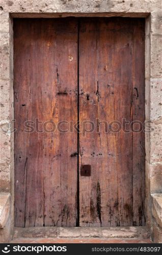 closed wooden and ancient door