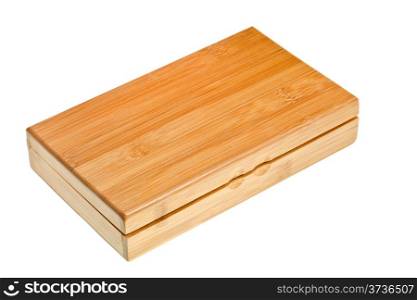 closed wooden bamboo box isolated on white background
