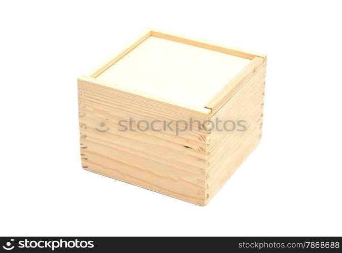 Closed wooden box isolated white