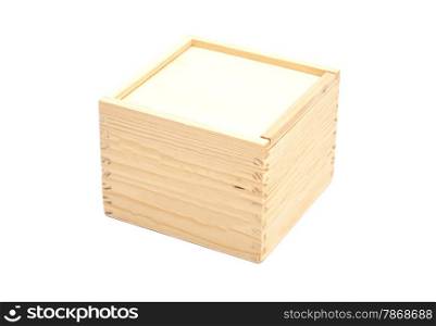 Closed wooden box isolated white