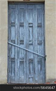 closed wooden door in old house