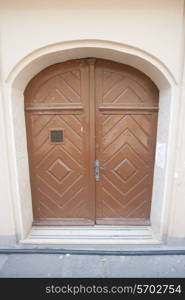 Closed wooden door of house, Zagreb, Croatia