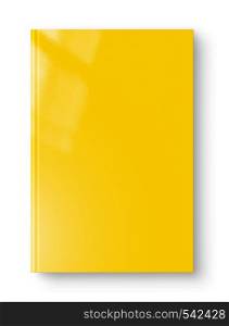 Closed yellow blank book mockup, isolated on white. Closed yellow blank book isolated on white