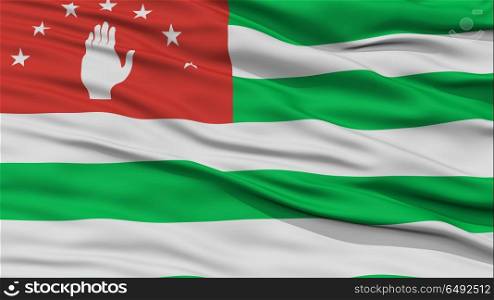 Closeup Abkhazia Flag, Waving in the Wind, High Resolution