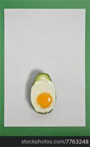 Closeup Abstract Fried Egg On Avocado Slice